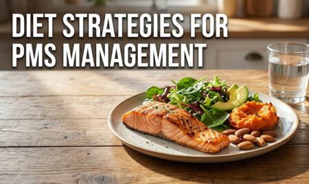 Diet Strategies for PMS Management: Nutritional Resilience and Symptom Relief A 2026 nutrition guide showing a bowl of spinach, walnuts, and dark chocolate as functional foods for PMS relief