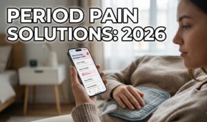 The Monthly Muscle-Cramp: Navigating Period Pain in 2026 A person using a sleek 2026-style wireless heating pad on their lower abdomen while drinking a cup of ginger tea.