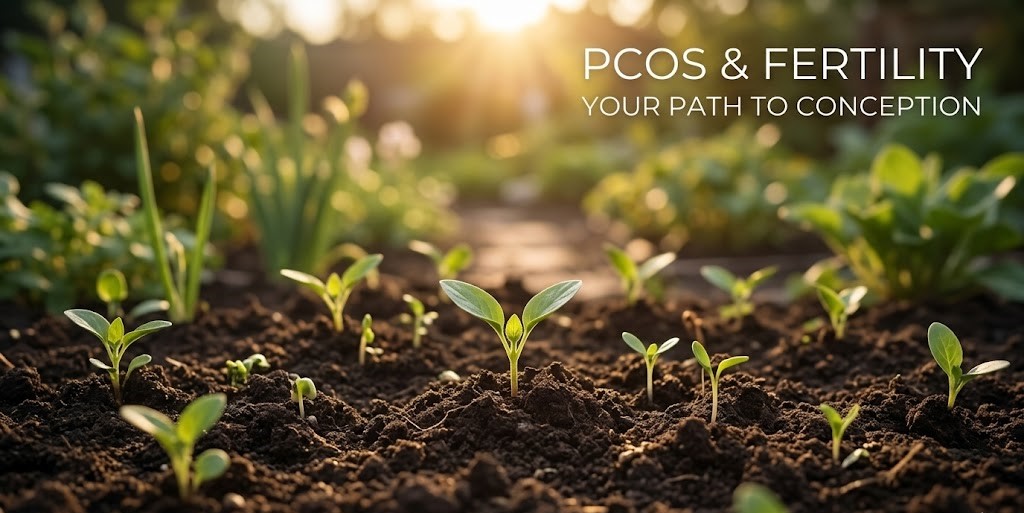 A fertility doctor reviewing an ultrasound and discussing PCOS treatment options with a female patient.